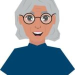 Accueil cheerful elderly woman wearing eyeglasses illustration vector